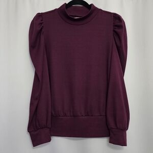 Size SMALL Chance & Destiny Plum Colored Puff Sleeve Sweater